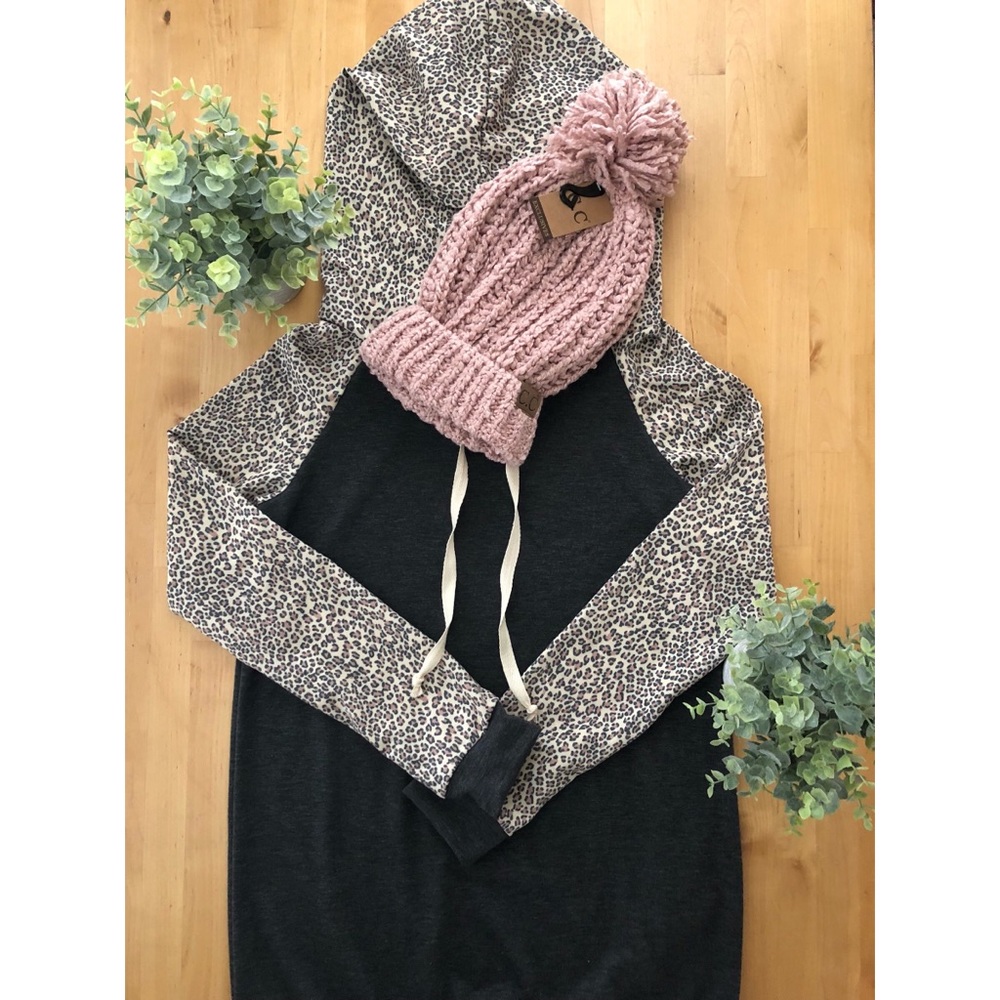 Final! Charcoal and leopard print hoodie